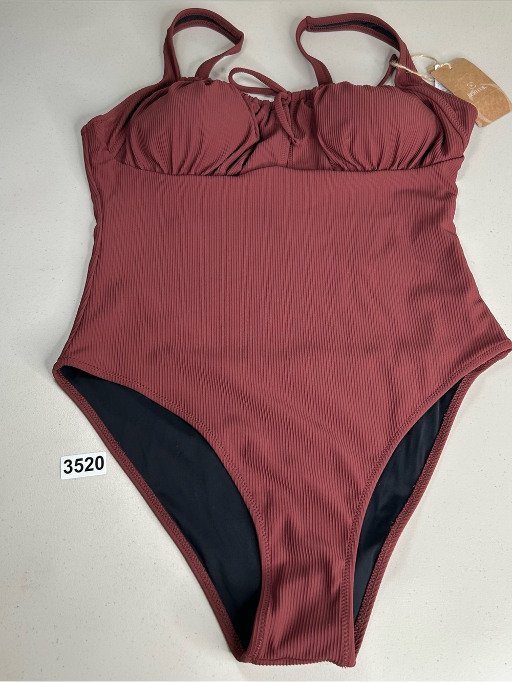 Berlook One Piece Swimsuit Brick Red XL Ribbed New